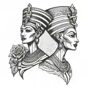 Nefertiti and king tattoo design idea