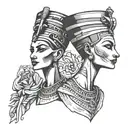 Nefertiti and king tattoo design idea