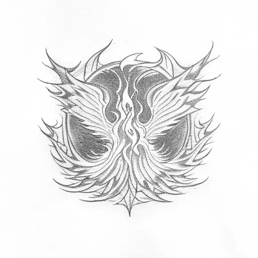 Phoenix rising from flames tattoo design idea