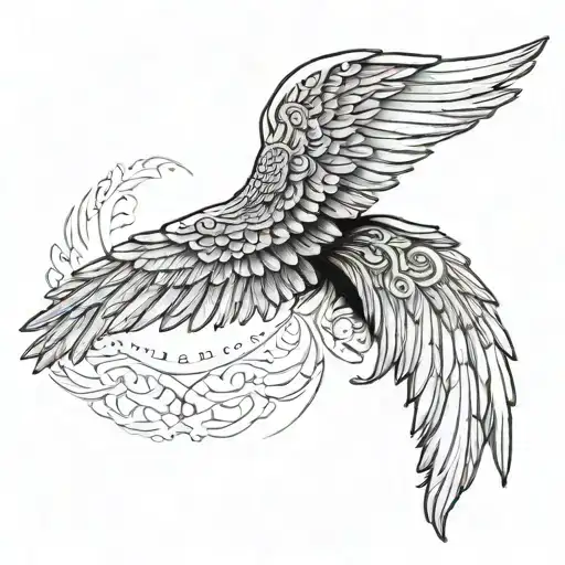 two angel wings either side with the Roman numerals I.XI.MMVI tattoo design idea