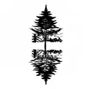 tree in a lake with water reflection  tattoo design idea