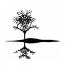 tree in a lake with water reflection  tattoo design idea