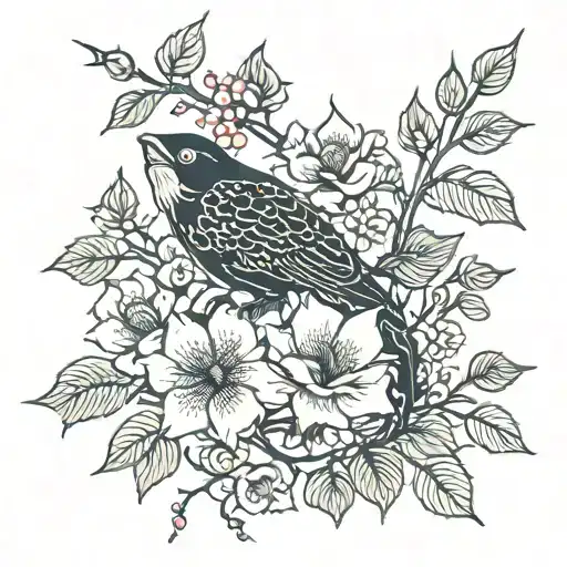 vines with small rosebuds twining around the hand tattoo design idea