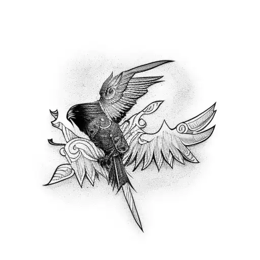 Gothic raven tattoo design idea