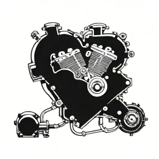 heart engine v-twin tattoo design idea