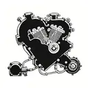 heart engine v-twin tattoo design idea