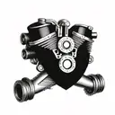 heart engine v-twin tattoo design idea