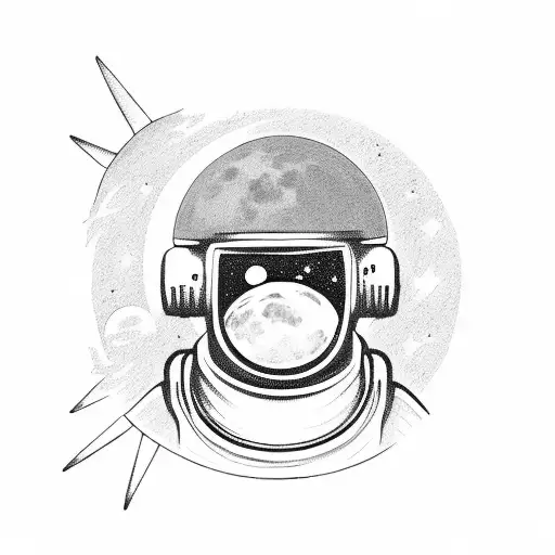 Astronaut in front of the moon with a robe around his neck tattoo design idea