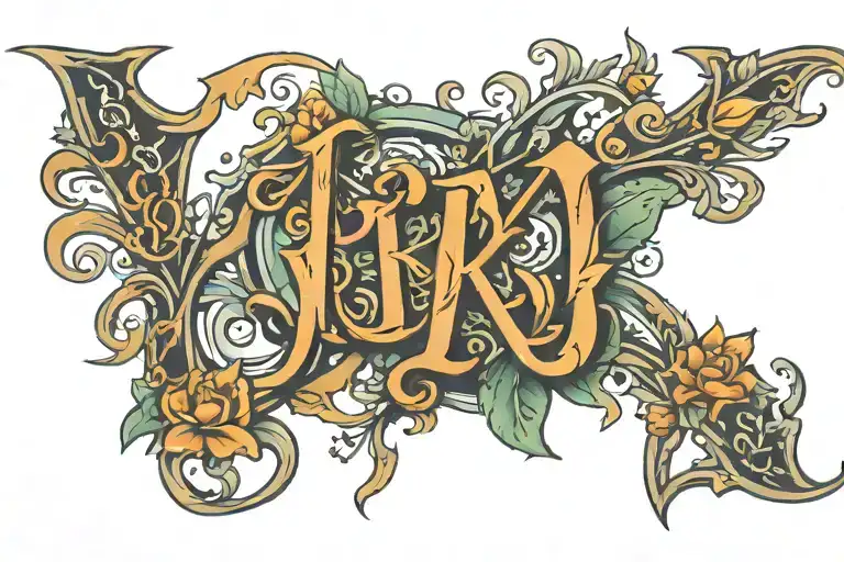 combined letters ( R,R,K,F) tattoo design idea