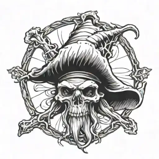 davy jones sketch tattoo design idea