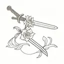 sword with flower tattoo design idea