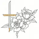 sword with flower tattoo design idea