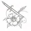 sword with flower tattoo design idea