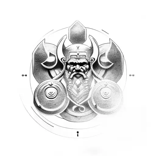 viking, oden and Thor, clock face time 9.32, date 12/05/2016 tattoo design idea