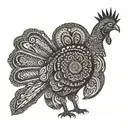 A turkey with intricate patterns inspired by tribal arrow designs tattoo design idea