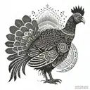 A turkey with intricate patterns inspired by tribal arrow designs tattoo design idea