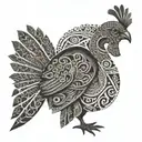 A turkey with intricate patterns inspired by tribal arrow designs tattoo design idea