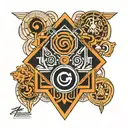 fifth element symbols linear design inspired tattoo design idea