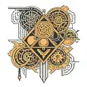 fifth element symbols linear design inspired tattoo design idea