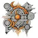fifth element symbols linear design inspired tattoo design idea