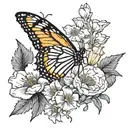redwood tree with monarch butterfly , California poppy, dragonfly  tattoo design idea