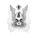 horror biblical angel tattoo design idea