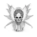 horror biblical angel tattoo design idea