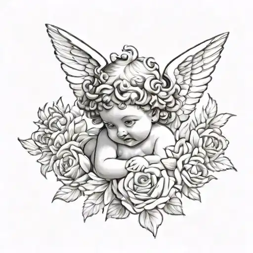 good and eveil cherub  tattoo design idea