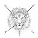 lion compass success tattoo design idea