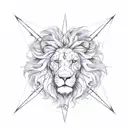 lion compass success tattoo design idea