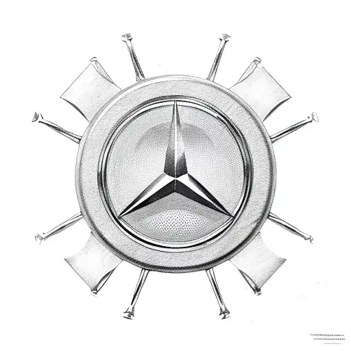 Benz logo thiab tsab ntawv tattoo qauv