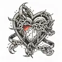 a heart with broken chains around it tattoo design idea