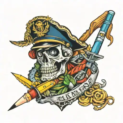 marine chewing on crayons tattoo design idea