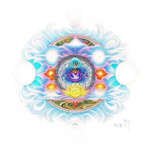 moon with chakras sign  tattoo design idea