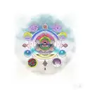 moon with chakras sign  tattoo design idea