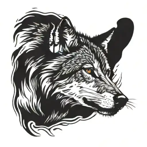 wolf reflect on water tattoo design idea
