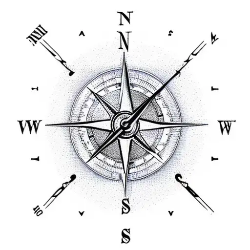 travel compass in the style of Dalis melting clock. the travel compass needs to be melting tattoo design idea
