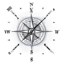 travel compass in the style of Dalis melting clock. the travel compass needs to be melting tattoo design idea