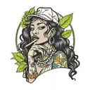 black woman smoking weed tattoo design idea