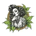 black woman smoking weed tattoo design idea