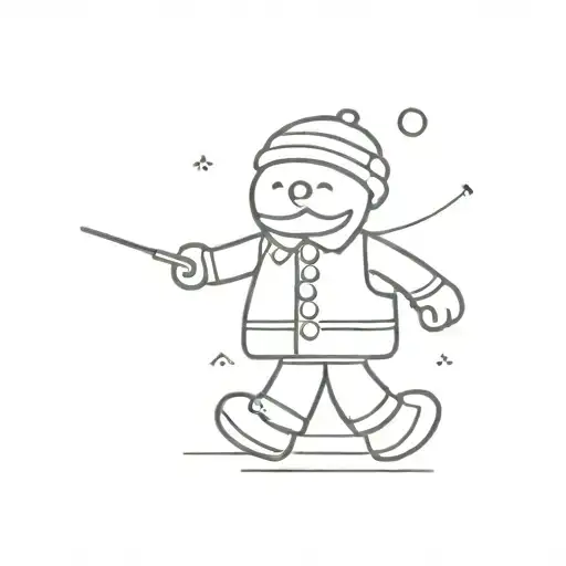 an ginger bread man grandpa walking tattoo design idea