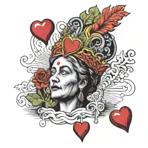 Indira above a catholic sacred heart tattoo design idea