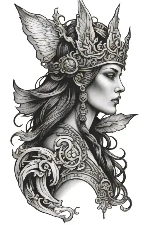 freya goddess tattoo design idea