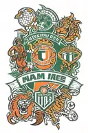 university of Miami hurricanes, Yankees, New York jets, Miami Heat, Manchester United, Colombia soccer tattoo design idea