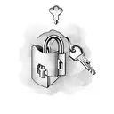 A lock and key with the words 'forever' and 'love' incorporated into the design tattoo design idea
