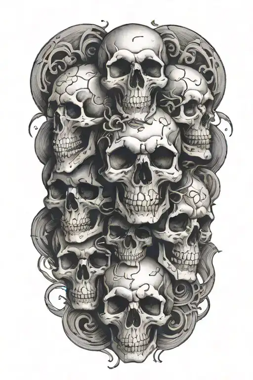 Three skulls piled on top of each other  tattoo design idea