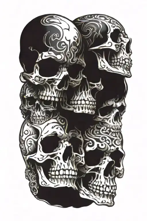 Three skulls piled on top of each other  tattoo design idea