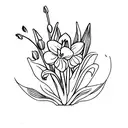 one Daffodil and one lily of the valley flower  tattoo design idea