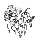 one Daffodil and one lily of the valley flower  tattoo design idea