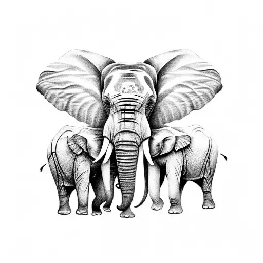 elephants facing away tattoo design idea